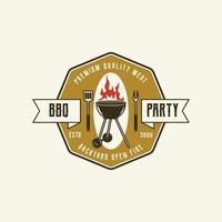 Hand Drawn Vintage Barbeque House Logo Badge vector