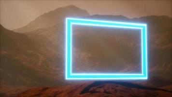 neonportal auf der marsplanetenoberfläche mit staubblasen video