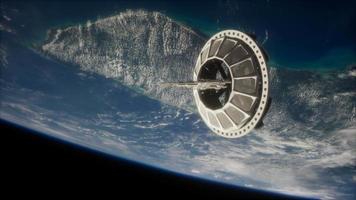 futuristic Space satellite orbiting the earth video