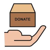 hand donation box icon vector