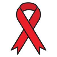 red ribbon donation help icon vector