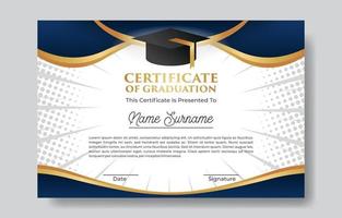 plantilla de certificado de graduación con sombrero de toga vector