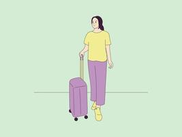 People Carry Bags to Travel vector