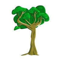 Realistic green oak tree isolated on white background - Vector