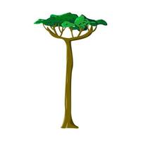 Viejo árbol alto verde realista aislado sobre fondo blanco - vector