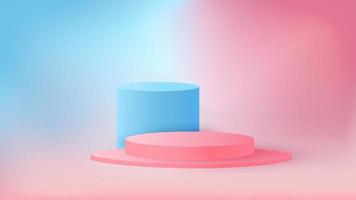 Round podium, pedestal or platform, background for the presentation of cosmetic products. Place for ads. Empty food stand background in pastel colors.Vector vector