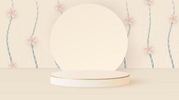 Round podium, pedestal or platform, background for the presentation of cosmetic products. Place for ads. Empty food stand background in pastel colors.Vector vector