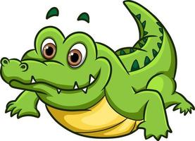 The big crocodile is crawling with the happy expression