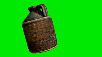 Old rusted bottle at green chromakey background video