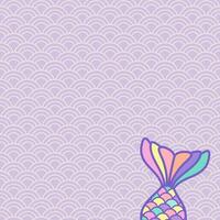 Bright sweet pastel colored mermaid tail cartoon background vector