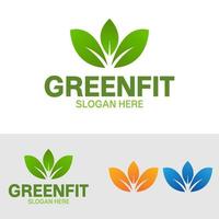 Green fit nature logo, eco logo design vector