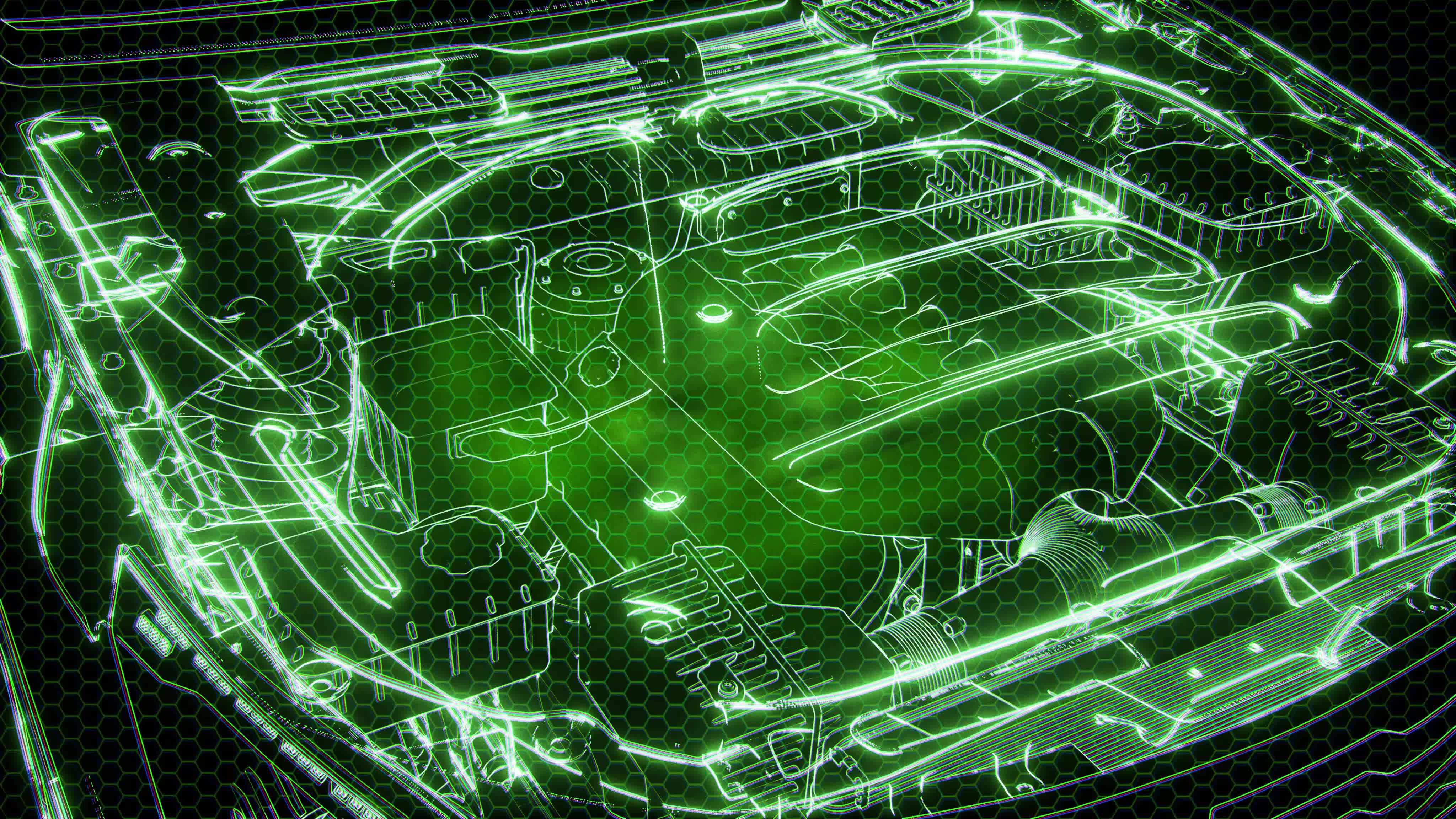animação holográfica do modelo de carro 3d wireframe com motor 6123758