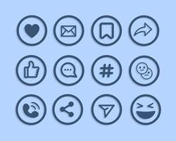 Social Media Reaction Set with Outline Style vector