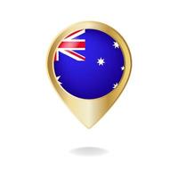 Australian flag on golden pointer map, Vector illustration eps.10