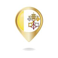 Vatican flag on golden pointer map, Vector illustration eps.10