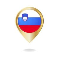 Slovenia flag on golden pointer map, Vector illustration eps.10