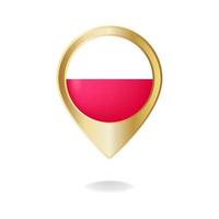 Poland flag on golden pointer map, Vector illustration eps.10