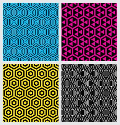 Seamless Patterns Set Geometry Hexagons