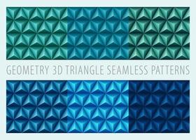 Seamless Patterns 3D Triangle Sea Color Backgrounds vector