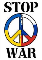 Stop the war in Ukraine. Peace symbols were destroyed by war from Russia. Vector illustration.