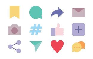 colección de iconos a todo color de reacción y acción de las redes sociales