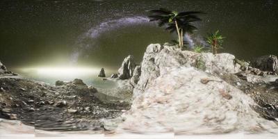 VR 360 Beautiful fantasy tropical beach with Milky Way star in night skies video