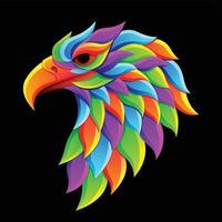 mascota cabeza de águila. ilustraciones de personajes con dibujos coloridos o estilo wpap. para imprimir camisetas, tatuajes, mascotas, logotipos, afiches y productos. vector