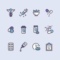 conjunto de icono de farmacia vector
