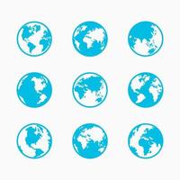 conjunto de icono de globo de mapa mundial vector