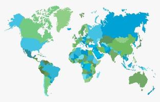 mapa del mundo color verde y azul vector