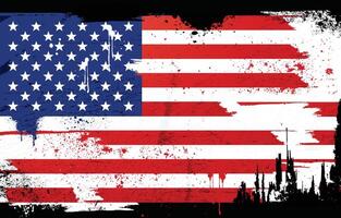American Flag With Grunge Design vector