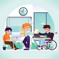 People With Disabilities In The Office vector