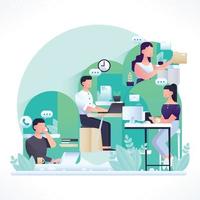 personas con creatividad en diversos lugares de trabajo vector