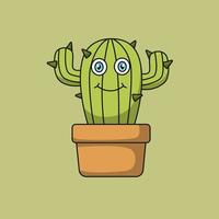 Adorable cute cartoon cactus. Vector illustration