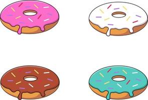 conjunto de coloridos donuts de dibujos animados vector