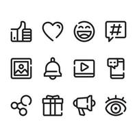 Social Media Action and Reaction Line Icon Set vector