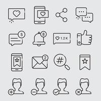 delinear los iconos de las redes sociales vector