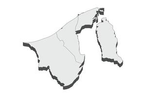 Ilustración de mapa 3d de brunei darussalam vector