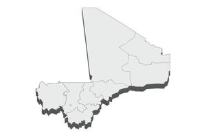 3D map illustration of Mali vector