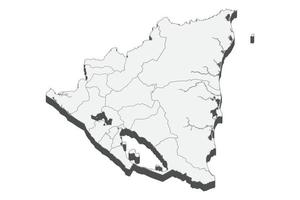 3D map illustration of Nicaragu vector