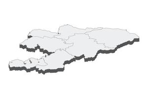 Ilustración de mapa 3D de Kirguistán vector