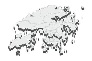 Ilustración de mapa 3d de hong kong vector