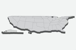 3D map illustration of United States vector