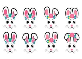 Set of happy bunny masks. Vector illustration