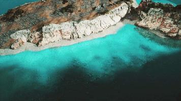 aerial view from flying drone of rocky island in Atlantic ocean video