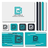 logotipo de monograma de letra g creativa con plantilla de tarjeta de visita
