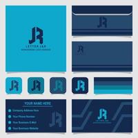 Letter J and R monogram logo with envelope and business card template vector