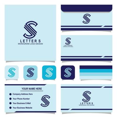 Creative Letter S monogram logo design with business card and envelope template