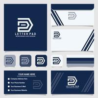 Creative Letter P and D monogram logo design with business card and envelope template vector