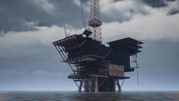 Large Pacific Ocean offshore oil rig drilling platform video